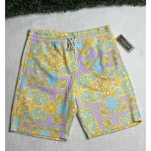 Mens L- Drill Clothing Co. Baroque Gold Graphic Stretch Shorts NWT